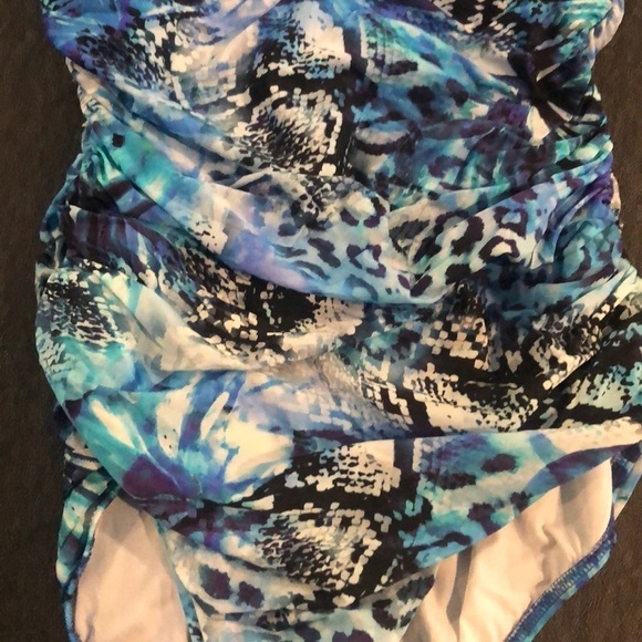 Gottex Blue, Black and White Bathing Suit Size 10 - Picture 3 of 6